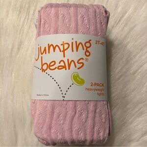 Kohls Jumping Beans Light Pink & White Girls 2T-4T Heavyweight Tights 2 Pack NEW